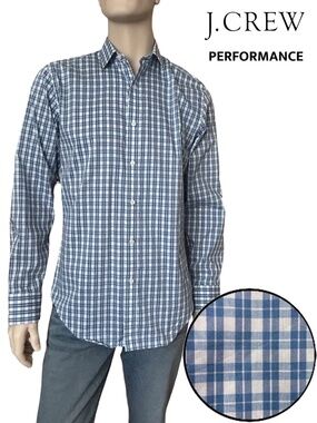 J Crew Performance Slim Fit Shirt Dress Re-imagined Long Sleeve Windowpane Plaid